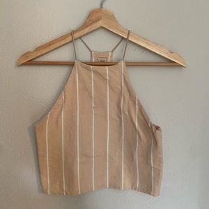 Cream top with white stripes